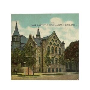 Antique Early 1900s Litho Ephemera Postcard First Baptist Church South Bend Inc